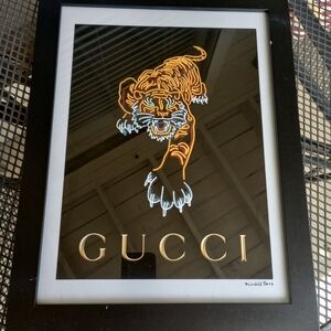 Gucci Black and Orange Tiger Framed Art
